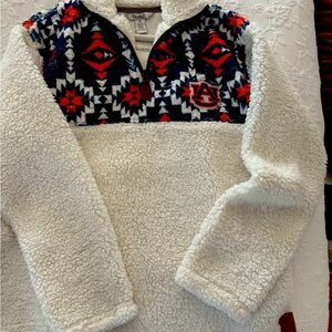 SOLD! Pressbox size S white sherpa with orange/blue inset with Auburn University